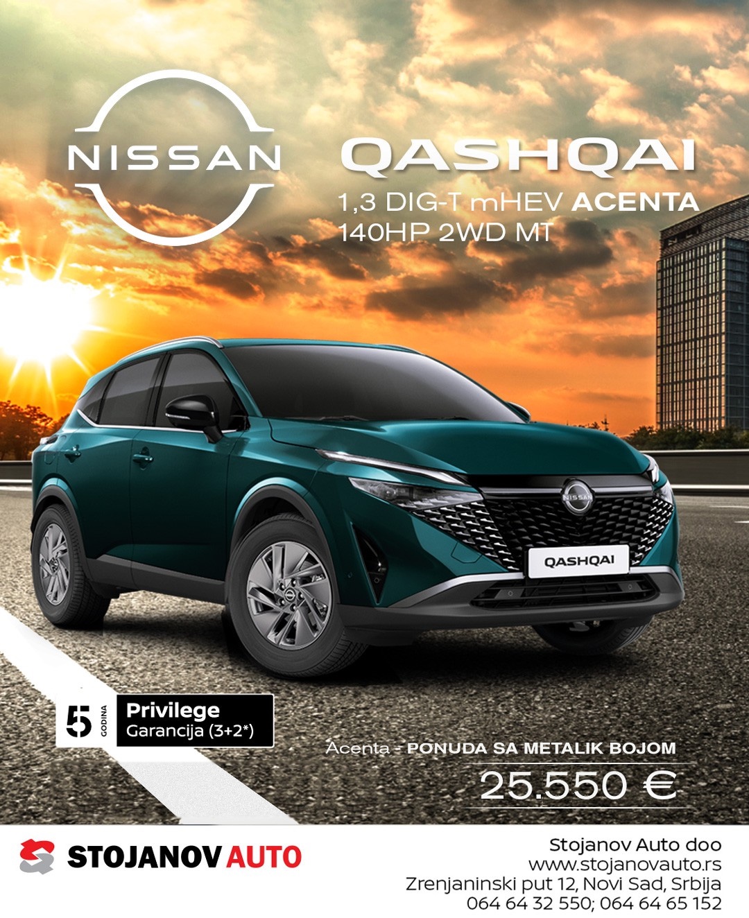 Nissan Qashqai akcija: Acenta u metalik boji za 25.550 € u Stojanov Auto Novi Sad